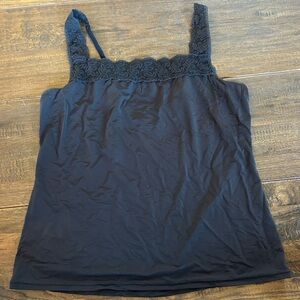 Vanity Fair Black Lace Trim Tank Top